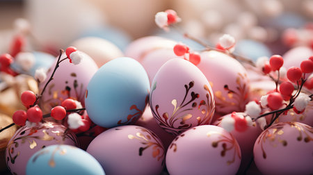 Pastel Colored Easter Decorations: Soft and muted pastel hues for Easter.の素材