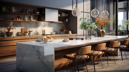 Interior of kitchen in modern house.の素材