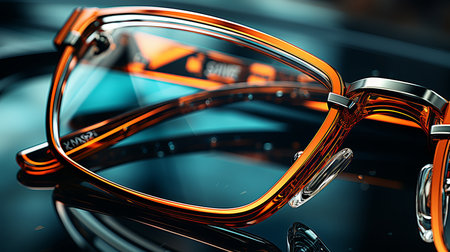 A closeup shot of a trendy eyeglass frame.の素材