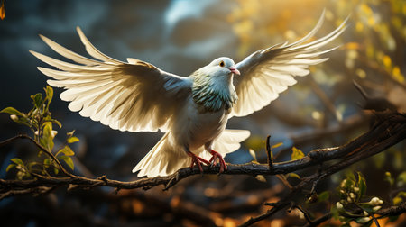 Dove of Peace: A gentle illustration of a white dove, representing peace and the Holy Spirit in the context of Easter.の素材