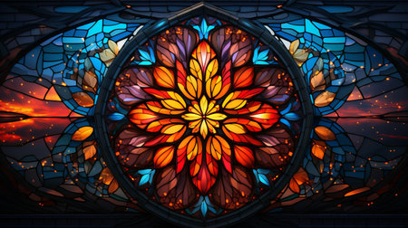 Colorful stained glass abstract background texture.の素材