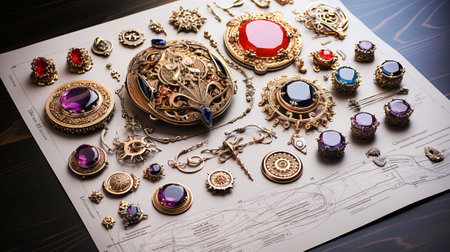Custom Jewelry Design: Sketches and creation stage.の素材