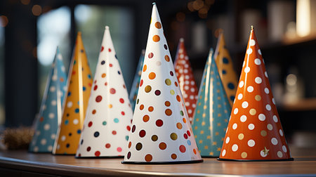 Themed Party Hat Display: A display of themed party hats for various occasions, from birthdays to holidays.の素材