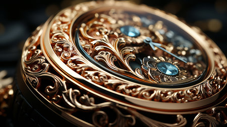 Precious Metal Engraving: Intricate floral metalwork details with coloured enamel.の素材