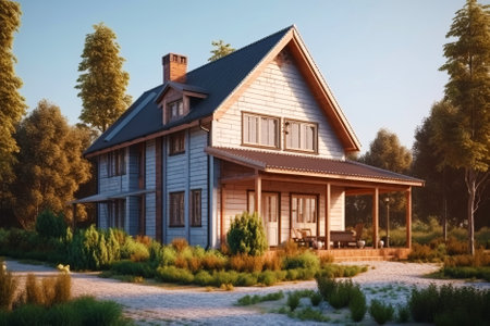 Private house in traditional country architectural style.の素材