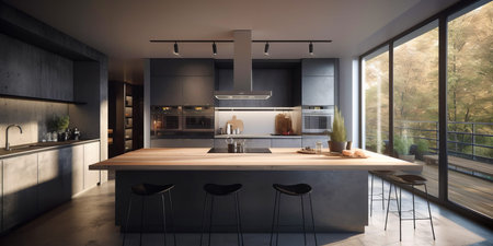 Interior of kitchen in modern house in contemporary style.の素材