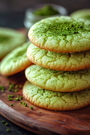 Matcha Sugar Cookies: green sugar cookies baked with matcha powder added.Â の素材