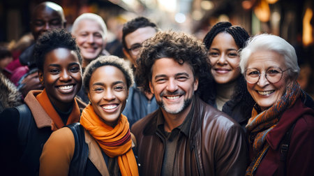 A circle of friends from different countries and cultures, symbolizing global unity and friendship despite diverse backgrounds.の素材