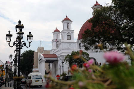Kota Lama, Semarang / Indonesia - July 6 2020 : Historical Blendug Church or Immanuel Church in "Kota Lama" Semarang, Indonesia.のeditorial素材