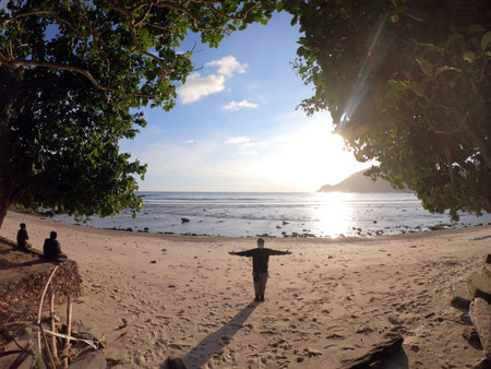 Beautiful afternoon scenery at Wediombo Beach. Wediombo Beach is located in Gunung Kidul,...