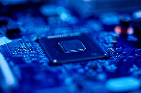 Printed Circuit Board With Chip CPU Processorの写真素材