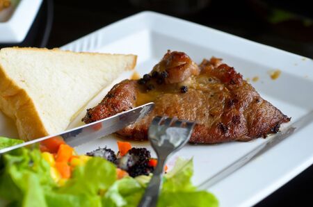 Grilled Beef Steak with Saladの写真素材