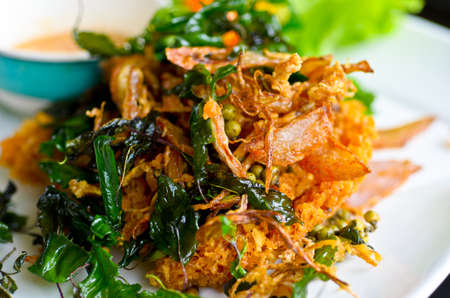 Thai food crispy fish saladの写真素材