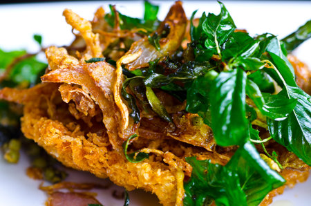 Thai food crispy fish saladの写真素材