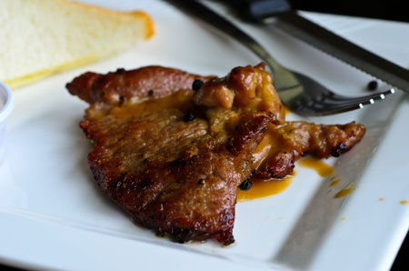 Grilled Beef Steak with Saladの写真素材