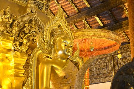 Golden Buddha statue in Thailand Buddha Temple.のeditorial素材