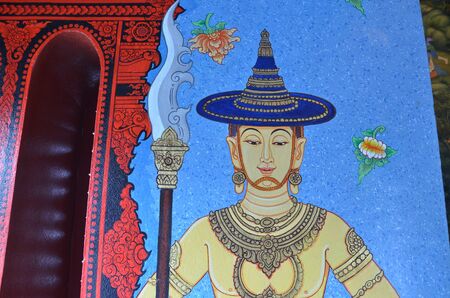 Public wall Paintings in Wat Wat Chedi Luang Chiangmai Thailandのeditorial素材