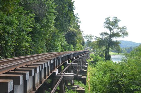 Death Railway Bridge Kanchanaburi Thailandの写真素材