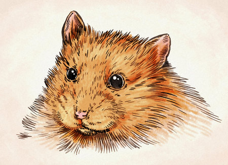 color engrave ink hand draw hamster illustrationの写真素材