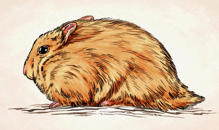 color engrave ink hand draw hamster illustrationの写真素材