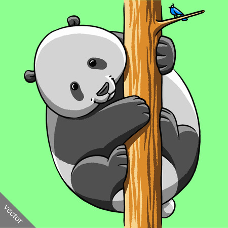 funny cartoon cute cool fat vector panda bear illustrationのイラスト素材