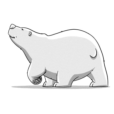 funny cartoon cute white polar bear illustrationの写真素材