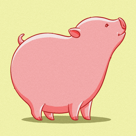 funny cartoon cute cool fat pig illustrationの写真素材