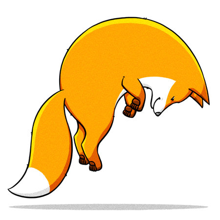 funny cartoon cute cool fat fox illustrationの写真素材