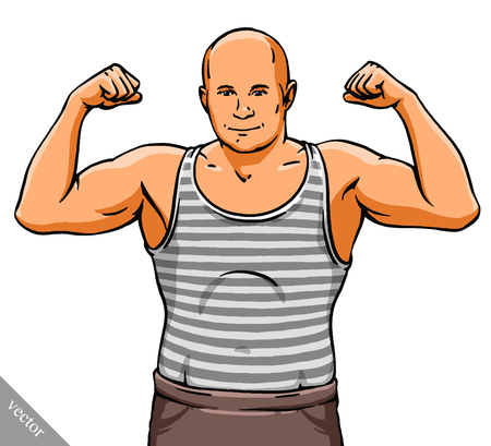 funny cartoon cool MMA fighter man illustrationのイラスト素材