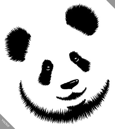 black and white linear paint draw panda vector illustrationのイラスト素材