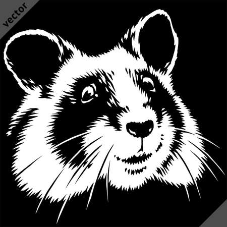 black and white linear paint draw hamster vector illustration artのイラスト素材