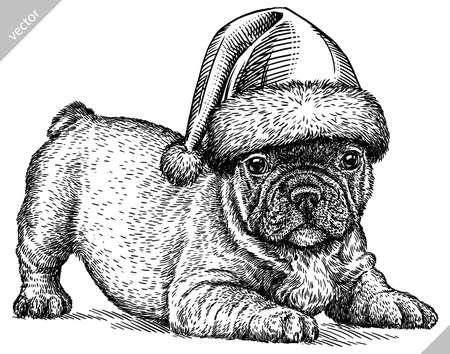 black and white engrave isolated bulldog vector illustrationのイラスト素材