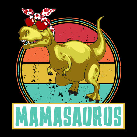 Mamasaurus Mother's Day typography shirt design for mother lover mom mommy mama Handmade calligraphy vector illustration Silhouetteのイラスト素材