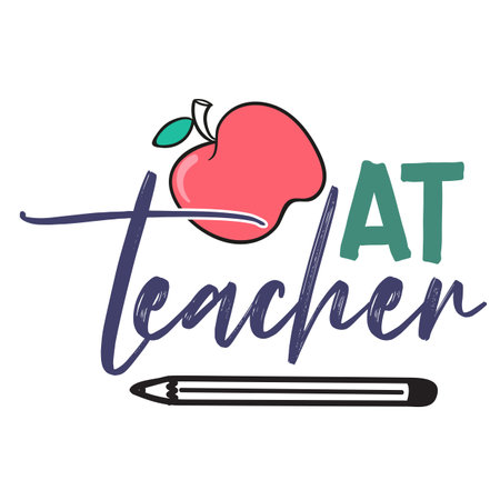 At Teacher, Happy back to school day shirt print template, typography design for kindergarten pre-k preschool, last and first day of school, 100 days of school shirt.のイラスト素材