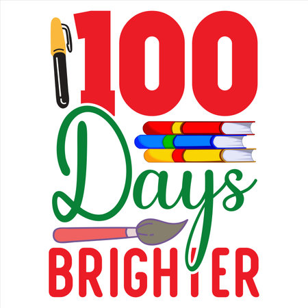 100 Days of School with My Friendly Monsters â Cute and Funny Monster-Themed T-Shirt Design for Kids, Preschoolers, and Teachers to Celebrate Classroom Milestones in a Playful Wayのイラスト素材