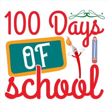 100 Days of School with My Friendly Monsters â Cute and Funny Monster-Themed T-Shirt Design for Kids, Preschoolers, and Teachers to Celebrate Classroom Milestones in a Playful Wayのイラスト素材