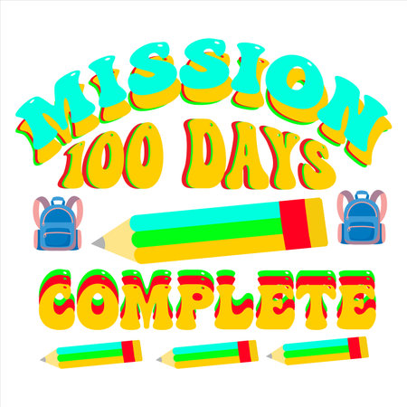 100 Days of School with My Friendly Monsters â Cute and Funny Monster-Themed T-Shirt Design for Kids, Preschoolers, and Teachers to Celebrate Classroom Milestones in a Playful Wayのイラスト素材