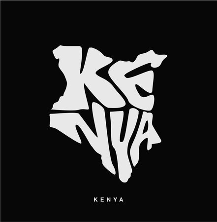 Kenya map in English lettering. Kenya map typography.のイラスト素材