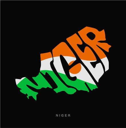 Niger Map lettering with Flag. Niger Typography map.のイラスト素材