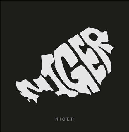 Niger Map lettering in English. Niger map lettering.のイラスト素材