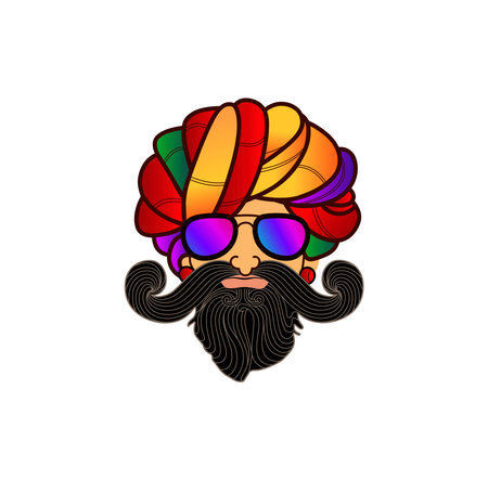 mucchad Marvadi face with pagdi. Indian Man Face with Goggle and traditional look.