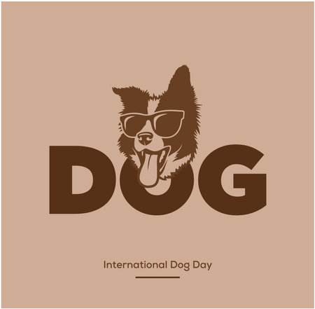 International Dog Day with dog face illustration,のイラスト素材