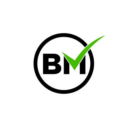 BM company monogram with green tick.のイラスト素材