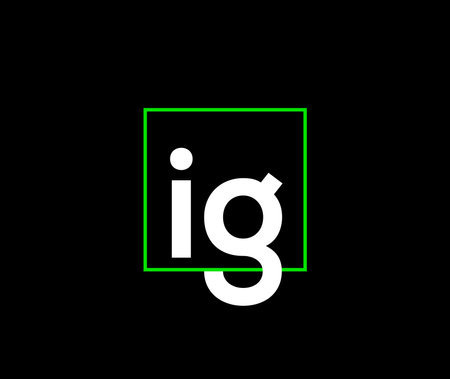 IG company name initial letters logo. IG letters in Green box. Brand IG.のイラスト素材