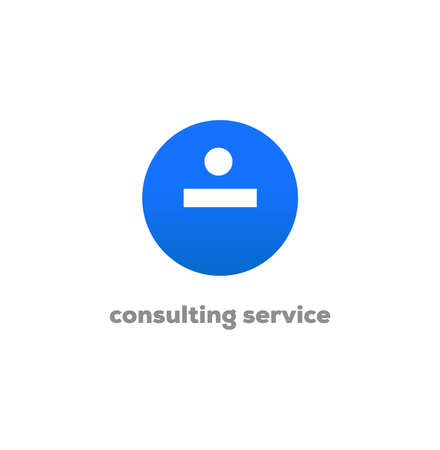 consulting service company logo. work table and human face icon represent office.のイラスト素材