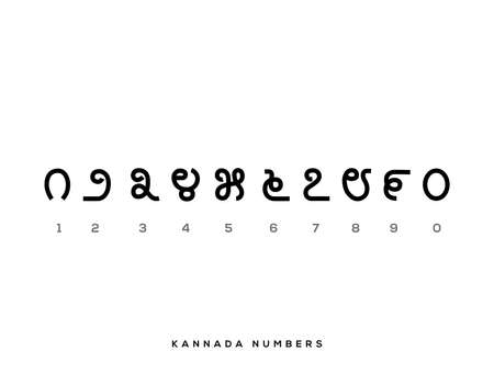 0 to 9 Kannada numbers set vector. Kannada Digits.のイラスト素材