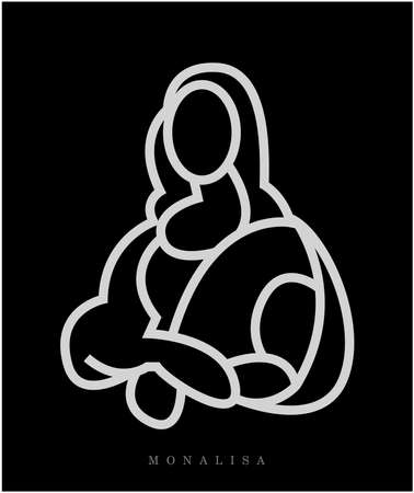 Mona Lisa in carved line graphic. Mona lisa in graphic form with line work.のイラスト素材