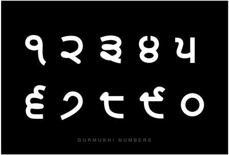 Gurmukhi Numbers 0 to 9 vector. Gurmukhi digits. Punjabi numbers.のイラスト素材