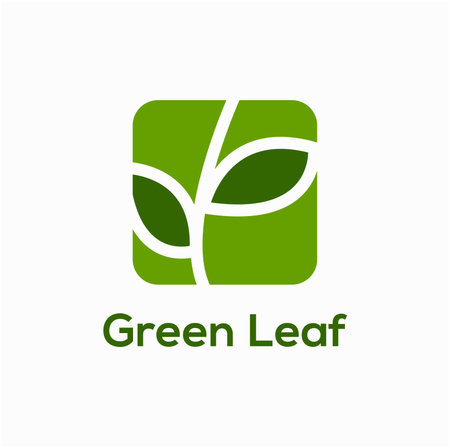 Green leaf company logo with two green leaf. Green leaf monogram.のイラスト素材