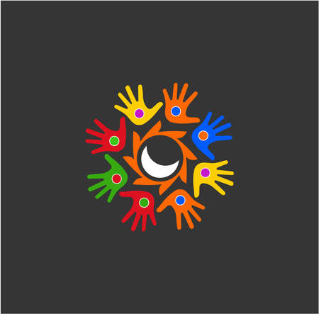 Astrology symbol. hand hand sun moon symbol.のイラスト素材